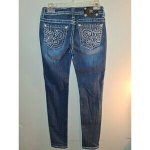 Miss Me Jeans Size 27 JY54935 SKINNY  Dark Wash Fleur de lis